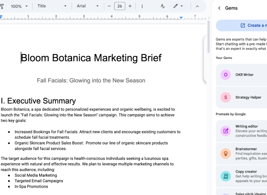 Власні чат-боти Gemini від Google тепер доступні в Docs, Sheets та Gmail