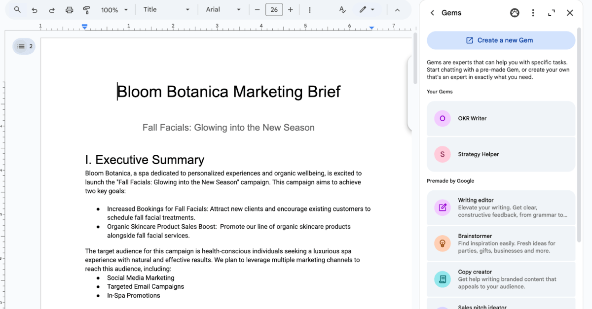 Власні чат-боти Gemini від Google тепер доступні в Docs, Sheets та Gmail